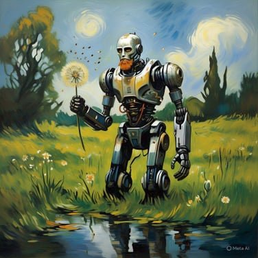 meta-generated image of robot with vincent van gogh's face