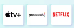Apple TV+, Peacock, and Netflix logos side by side